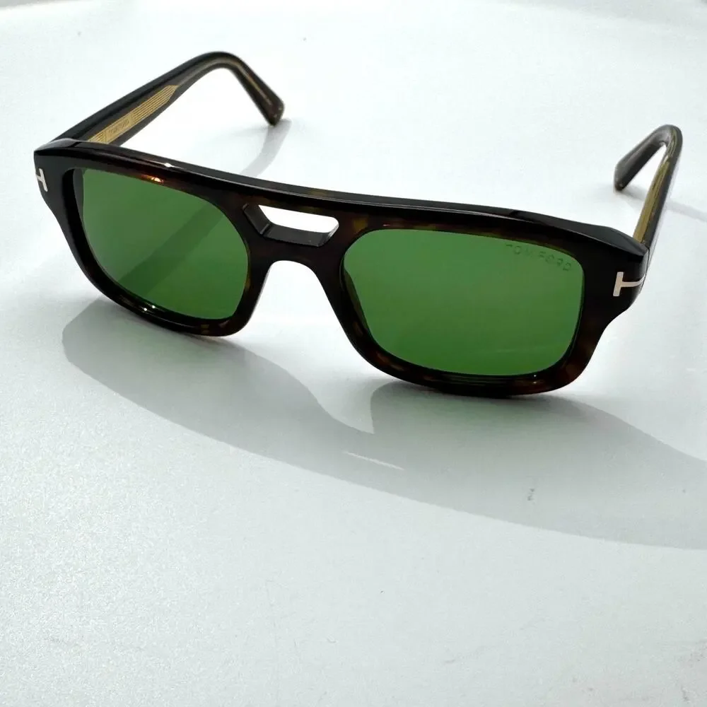 Tom Ford Sunglasses Icon TF0022 52N Havana Navigator Frame Green Lens 53-20-145